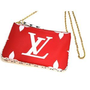 Louis Vuitton Pochette Double Zip Pouch Giant Monogram Red Shoulder Bag